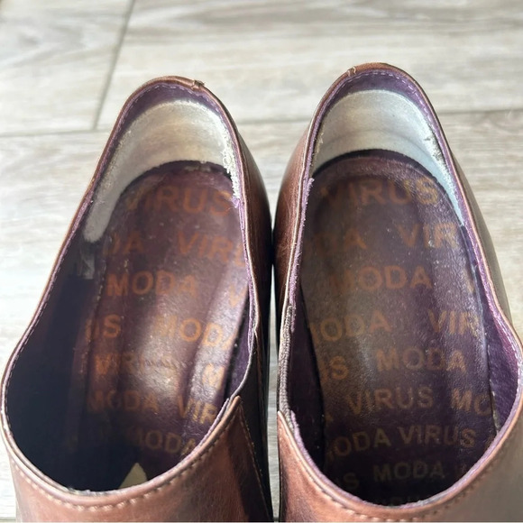 Virus Moda Brown Leather Western Ankle  Boots - Picture 6 of 13